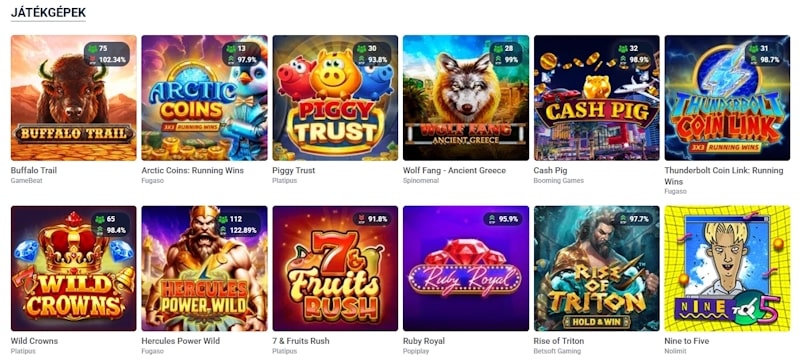20Bet kaszinó nyerőgépes játékok