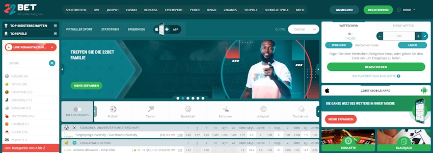 22Bet Sportwetten Schweiz