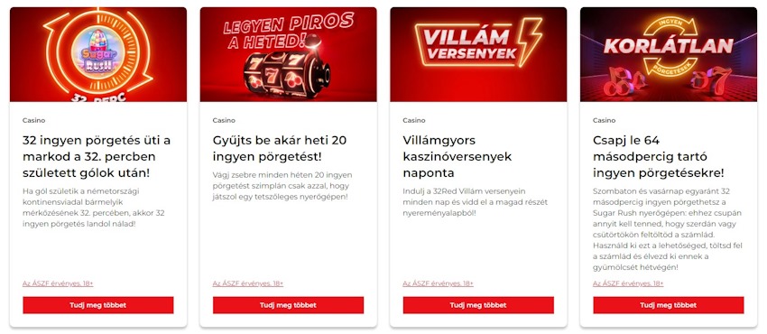 32Red kaszinó bónuszok