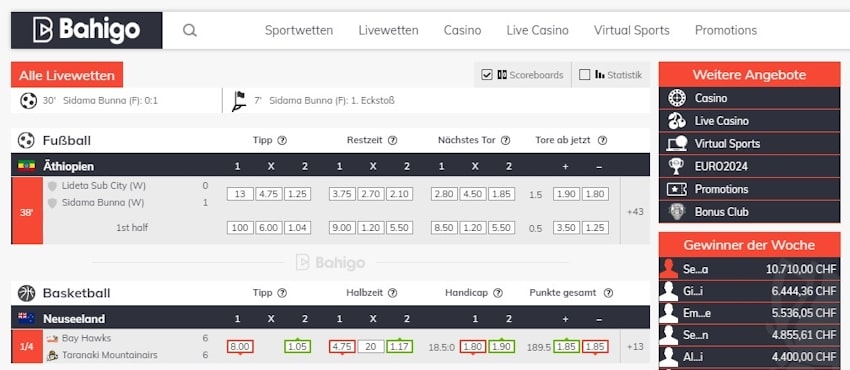 Bahigo Live Wetten