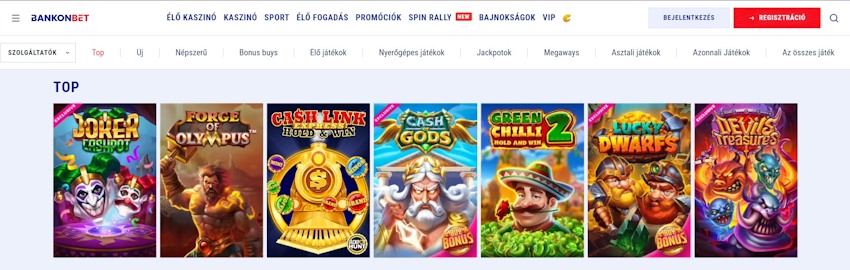 Bankonbet top kaszinó játékok