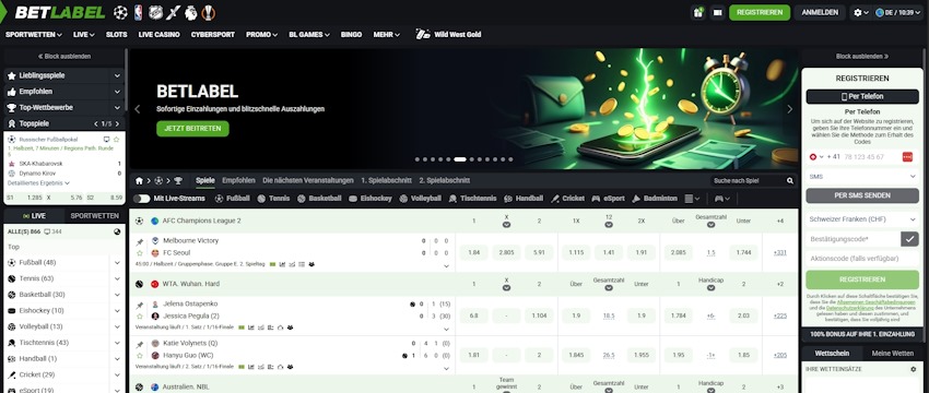 BetLabel Sportwetten Schweiz