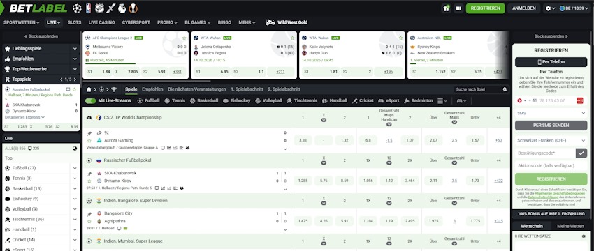 BetLabel Live Wetten