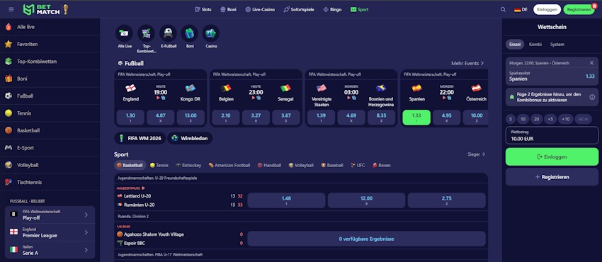 BetMatch Sportwetten Schweiz