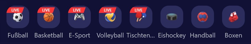 BetMatch Sportarten
