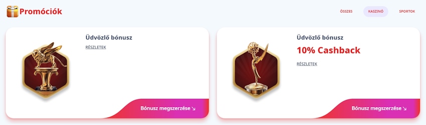 Casino Infinity kaszinó bónuszok
