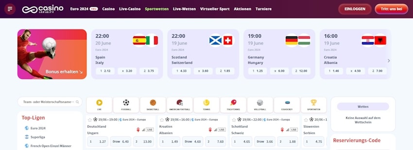 Casino Infinity Sportwetten Schweiz