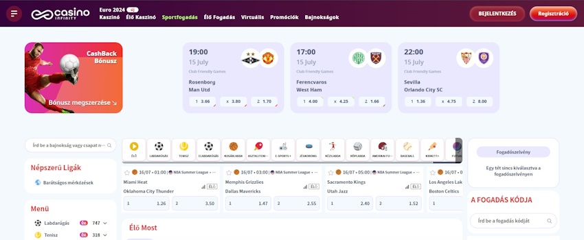 Casino Infinity sportfogadás Magyarországon