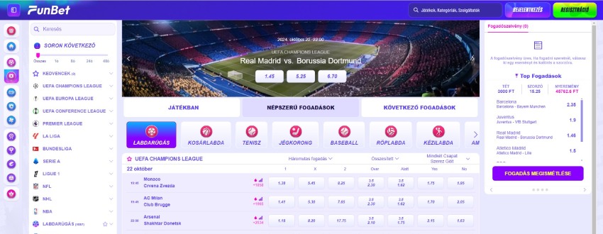 Funbet élő fogadás