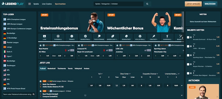 LegendPlay Sportwetten Schweiz