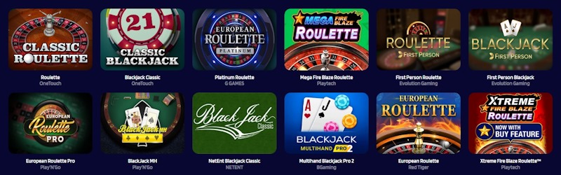 LyraBet Casino Tischspiele