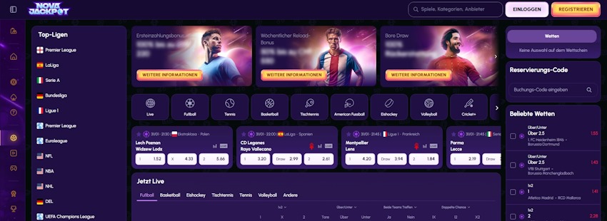 NovaJackpot Sportwetten Schweiz