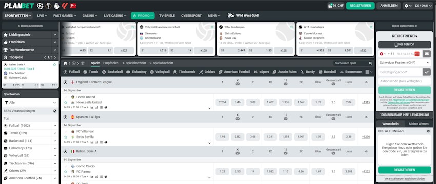 Planbet Sportwetten Schweiz