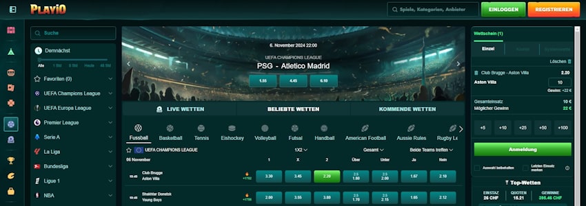 Playio Sportwetten Schweiz