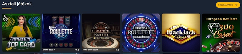 PureBets kaszinó asztali játékok
