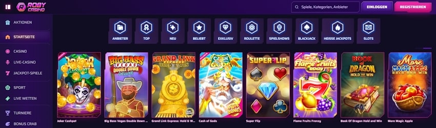 Robycasino Casino Bereich
