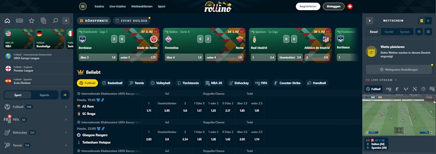 Rollino Sportwetten Schweiz