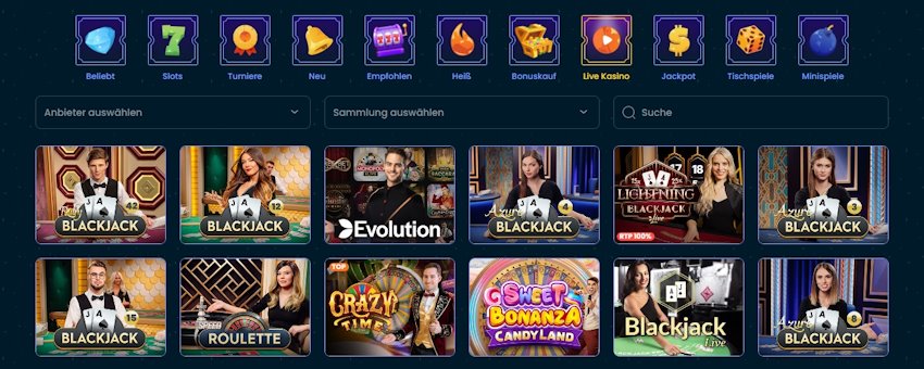 Rollino Live-Casino Spiele