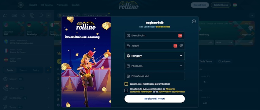 Rollino regisztráció