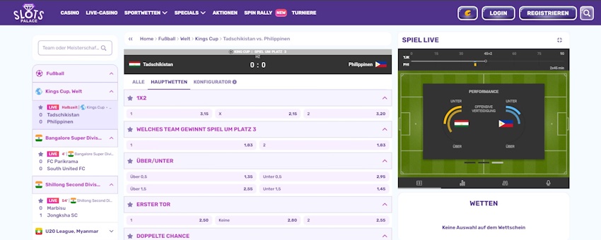 SlotsPalace Live Wetten