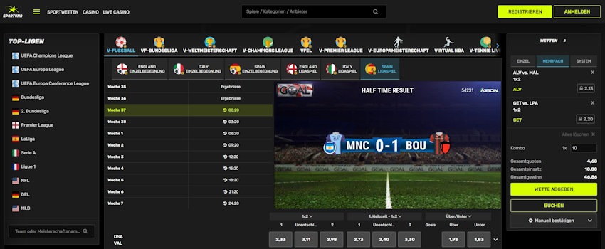 Sportuna virtuelle Sportwetten