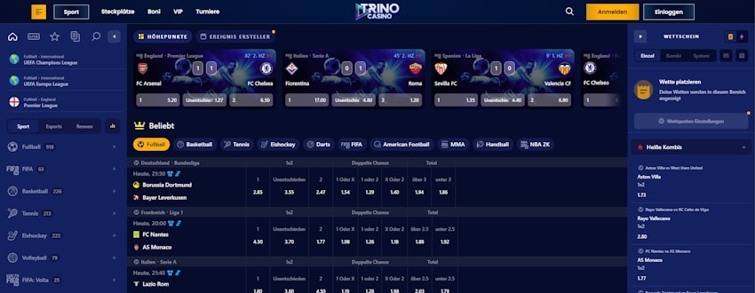 TrinoCasino Sportwetten Schweiz
