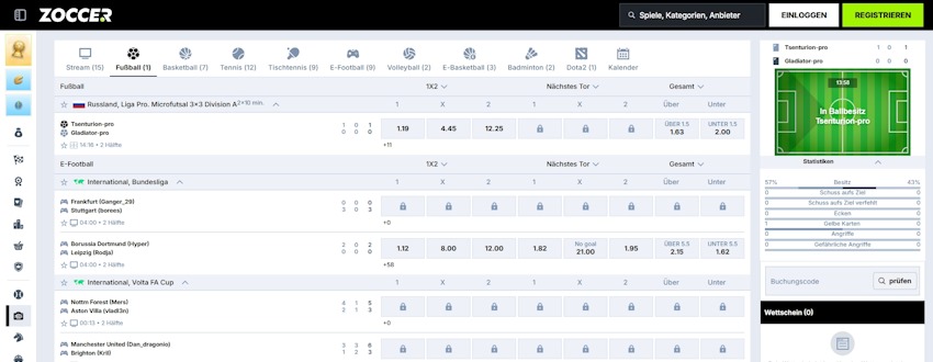 Zoccer Live Wetten
